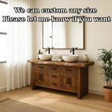 Handcrafted Solid Wood Bathroom Vanity - Live Edge Rustic Cabinet with Doors & Sink
