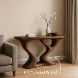 Handcrafted Solid Wood Duality Console Table – Modern Organic Form