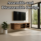 Handcrafted Solid Wood Floating TV Stand with Live Edge - Rustic Modern Media Console