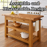 Handcrafted Solid Wood Kitchen Island - Slatted Shelves & Towel Bar