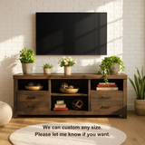 Handcrafted Solid Wood TV Stand with Drawers – Rustic Modern Media Console Furniture