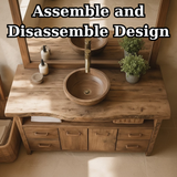 Handcrafted Solid Wood Bathroom Vanity with Live Edge Walnut Top and Double Cabinet Storage