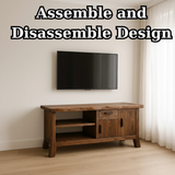 Handcrafted Solid Wood TV Stand - Live Edge Console, Drawer, Cabinet & Open Shelves