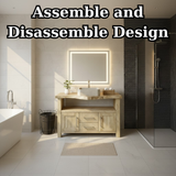 Handcrafted Solid Wood Bathroom Vanity with Live Edge Oak Top, 2 Drawers and Double Cabinets