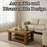 Handcrafted Solid Walnut Coffee Table - Rustic Modern with 2 Open Shelves