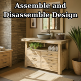 Handcrafted Solid Wood Bathroom Vanity with Live Edge Maple Top and 6 Storage Drawers