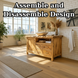 Handcrafted Solid Wood Bathroom Vanity with Live Edge Top and Four Storage Drawers