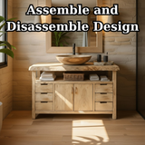 Handcrafted Solid Wood Bathroom Vanity with Live Edge Maple Top and Six Storage Drawers