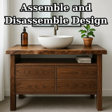 Handcrafted Solid Wood Bathroom Vanity with Live Edge Top and Minimalist Design