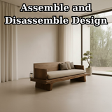 Handcrafted Solid Wood Sofa – Minimalist Wooden Couch with Natural Live Edge Base