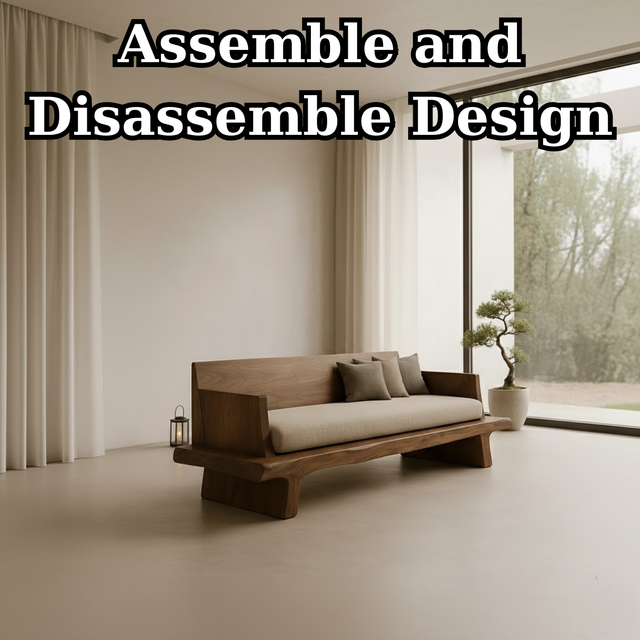 Handcrafted Solid Wood Sofa – Minimalist Wooden Couch with Natural Live Edge Base