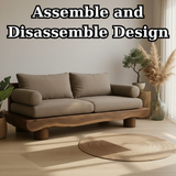 Handcrafted Solid Wood Sofa – Rustic Live Edge Wooden Couch with Modern Minimal Design