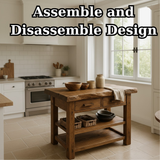 Handcrafted Solid Wood Kitchen Island - Rustic Dining & Prep Table with Storage