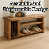 Handcrafted Solid Wood Bench – Natural Rustic Seating and Multi-Tier Storage