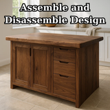 Handcrafted Soild Wood Kitchen Island - Modern Storage Cabinet & Prep Station