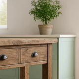 Rustic Solid Wood Console Table with Black Iron Handles, Handcrafted