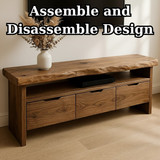 Handcrafted Solid Wood TV Stand with Live Edge Walnut Top and 3 Drawers