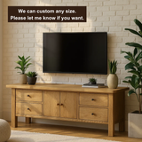Handcrafted Solid Wood TV Stand with Drawers – Classic Minimalist Media Console Furniture