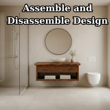 Handcrafted Solid Wood Floating Vanity - Live Edge Walnut with 2 Drawers & Open Shelf