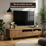 Handcrafted Solid Wood TV Stand – Modern Rustic Media Console with Drawers and Open Shelves