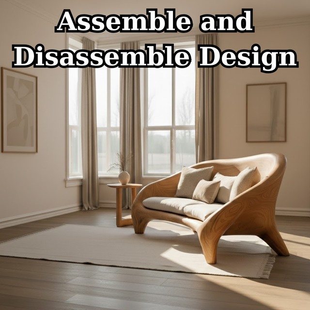 Handcrafted Solid Wood Sofa – Modern Organic Curved Couch with Smooth Sculptural Frame and Linen Cushions