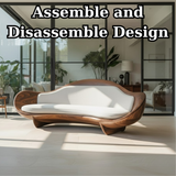 Handcrafted Solid Wood Sofa – Modern Organic Sculptural Couch with Curved Wood Frame