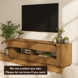 Handcrafted Solid Wood TV Stand – Modern Minimalist Media Console with Hidden Storage Shelf