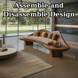 Handcrafted Solid Wood Sofa – Sculptural Wave-Form Wood Couch with Organic Curves and Cushion Seat