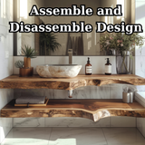 Handcrafted Solid Wood Floating Vanity – Live Edge Two-Tier Console