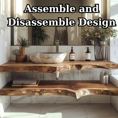 Handcrafted Solid Wood Floating Vanity – Live Edge Two-Tier Console