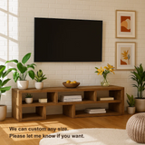 Handcrafted Solid Wood TV Stand – Minimalist Open Shelf Media Console for Modern Interiors