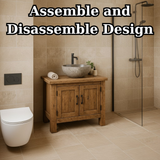 Handcrafted Soild Wood Bathroom Vanity | Compact Single Sink Cabinet Storage