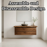 Handcrafted Solid Wood Floating Vanity - Modern Live Edge Wall-Mounted Cabinet