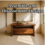 Handcrafted Solid Wood Bathroom Vanity with Live-Edge Walnut Top and Modern Storage Drawers