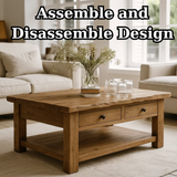 Handcrafted Solid Wood Coffee Table – Natural Slab Top with Two-Drawer Design