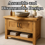 Handcrafted Solid Wood Bathroom Vanity - Rustic Live Edge Cabinet & Open Shelf