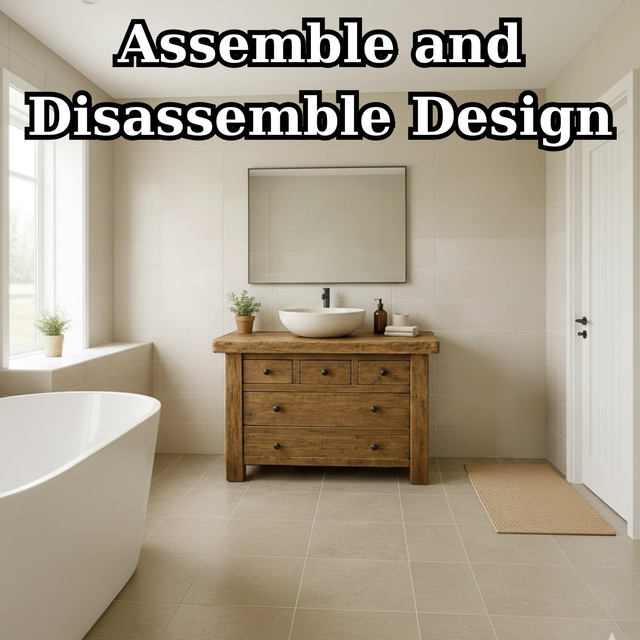 Handcrafted Solid Wood Single Bathroom Vanity - Rustic Storage Cabinet with Drawers