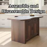 Handcrafted Solid Wood Kitchen Island with Live-Edge Curved Top and Spacious Storage