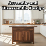 Handcrafted Solid Wood Kitchen Island with Dual Drawers and Spacious Cabinet Storage