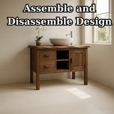 Handcrafted Solid Wood Bathroom Vanity - Live Edge Top, 2 Drawers & Open Frame Shelving (Copy)