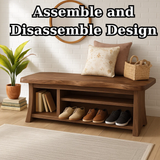 Handcrafted Solid Wood Walnut Bench – Organic Design with Integrated Shelving