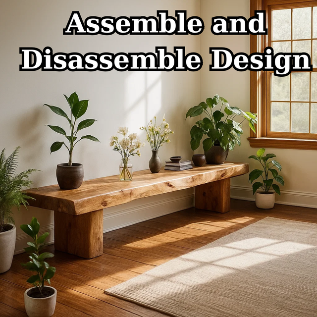 Handcrafted Solid Wood Bench – Rustic Live-Edge Slab Entryway Seating