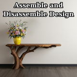 Handcrafted Solid Wood Console Table with Organic Branch Base and Live Edge Top