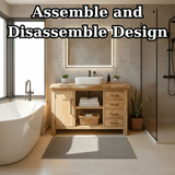 Handcrafted Solid Wood Bathroom Vanity with Live Edge Oak Top and Open Storage