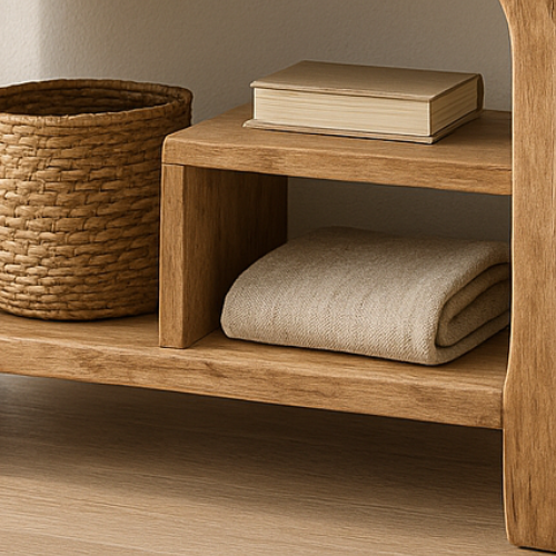 Handcrafted Solid Wood Sculptural Console Table – Organic Contemporary Form