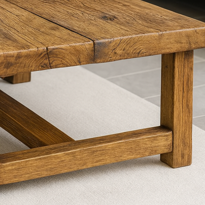 Solid Wood Living Room Table - Rustic Wood Coffee Table