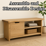 Handcrafted Solid Wood Bench – Oak Entryway Storage Bench & Cabinet