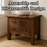 Handcrafted Solid Wood Bathroom Vanity - Live Edge Cabinet with Storage