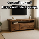 Handcrafted Solid Wood TV Stand with Live Edge Walnut Top and Modern Storage