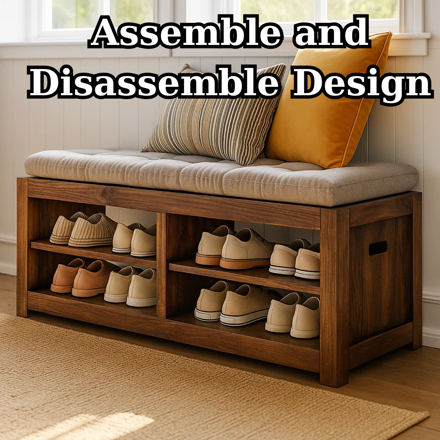 Handcrafted Solid Wood Bench – Transitional Design with Comfortable Upholstered Top